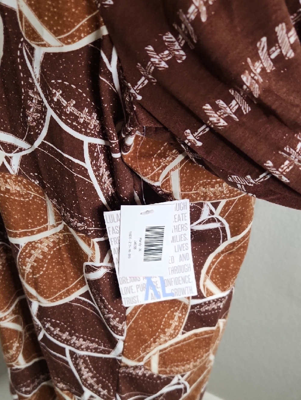 NWT Lularoe Randy Brown & Tan Football Print Tunic XL - Picture 6 of 6